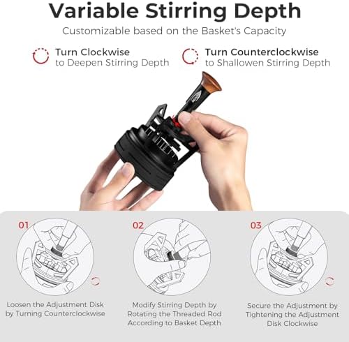 IKAPE 58MM WDT Tool, Espresso Stirrer Distribution Tool, Adjustable Needle Height, Coffee Stirrer with Dosing Funnel & Stand - Image 3