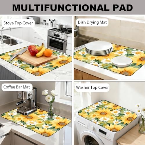 Electric Stove Top Cover - Heat Resistant Floral Stove Cover & Stove Top Protector, Reusable, Easy to Clean, Stylish Home Upgrade. (Yellow Green Floral Print, 28"L x 20"W) - Image 7