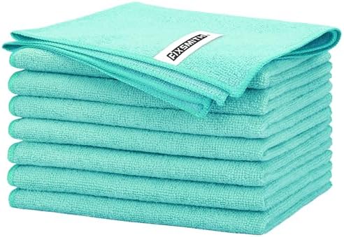 FIXSMITH Turquoise Microfiber Cleaning Cloth -Pack of 8, Highly Absorbent Cleaning Rags, 16"X12" All Purpose Cleaning Towels for Housekeeping, Kitchen, Car, Lint Free and Reusable Microfiber Towels by FIXSMITH