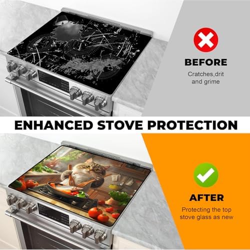 Heat-resistant Stove Top Cover - 28.5" X 20.5" Cooktop Protector Covers, Scratch-resistant Washable Pad Kitchen Countertop Mat (Cat, 28.5" x 20.5") - Image 5