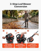 VEVOR 3-in-1 Shop Vac, 8 Gallon Wet Dry Shop Vacuum, 4.5 Peak HP Portable Vacuum Cleaner with Blower, Dual-Filter, 950W Input Power, 1.25in x 7ft Hose, 9.8ft Cord for Jobsite, Workshop, Garage, Home - Image 3