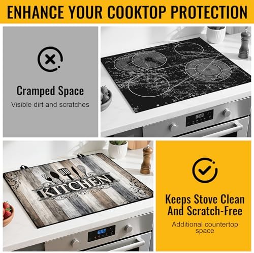NYZE Extra Counter Space Stove Cover for Glass Top Stoves, 28" x 20" Vintage Kitchen Decorative Cooktop Protector, Heat Resistant Mat Pad for Kitchen Organization - Image 4