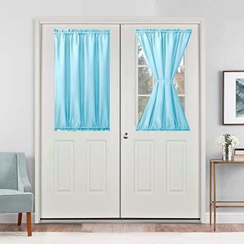Hiasan French Door Curtains Privacy, Sky Blue, 24W x 40L, 1 Panel by Hiasan