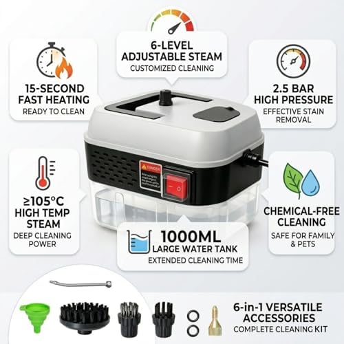 Foandbevi 1200W Handheld Steam Cleaner for Home, Car Detailing etc. - Image 2