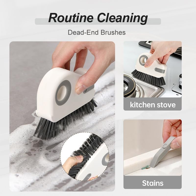 2 in 1 Groove Cleaning Brush, 2025 New Window Track Cleaning Tools, Multifunctional Bristle Crevice Brush with Hidden Scraper for Sliding Door Track Window Seal (Gray 1pc) - Image 2