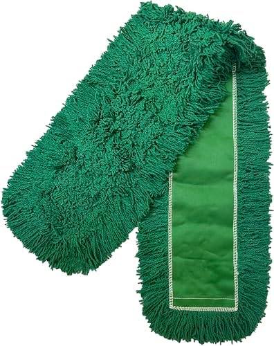 Industrial Dust Mop Kit – Includes 60 Inch Green Twisted Closed Loop Mop Head, Wood Handle, and Heavy-Duty Wire Frame – Commercial Grade for Janitorial & Facility Cleaning - Image 5