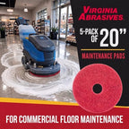 Red Floor Maintenance Pads, Buffing, Scrubbing & Polishing, 20", 5 Pack - Image 4