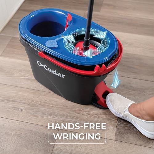 O-Cedar EasyWring RinseClean Microfiber Spin Mop & Bucket Floor Cleaning System with 3 Extra Refills, Plastic, Grey - Image 4