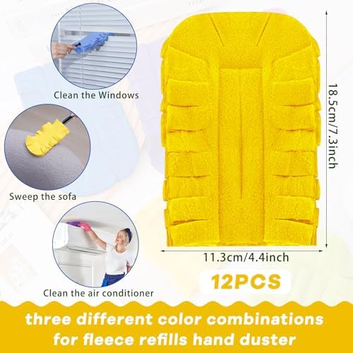 12 Pcs Reusable Duster Refills Washable Pads, Purple, Light Blue, Yellow - Image 2