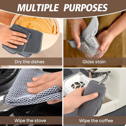 KinHwa Dish Cloths for Washing Dishes with Scrub Side, Microfiber Dish Rags - Image 3