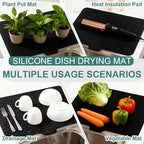 Silicone Dish Drying Mat for Kitchen Counter, 23" x 17" Black-1pcs - Image 6