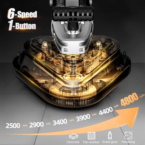 4" 3-Head Concrete Grinder, 2450W Concrete Floor Grinder with Bristle Dust Shroud & Vacuum, 6-Speed Diamond Grinding Machine for Concrete, Marble, Granite, Cement Floor Wall Polishing - Image 3