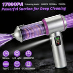 Cordless Handheld Vacuum with 17000Pa Suction, Portable Car Vacuum Cleaner for Pet Hair, Home & Desk, 3-Speed, LED Light, 4-in-1 Nozzles, Type-C Charging - Image 3