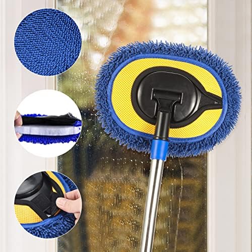 Wall Cleaner, Max 66'' Wall Mop with Long Handle, Ceiling Dust Mop with 15° Labor-Saving Elbow Extension Pole, Baseboard Duster Washer Scrubber, High Reach Window Cleaning Brush, Roof Cleaning Tool-BU - Image 5