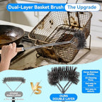 4-Piece Professional Deep Fryer Cleaning Kit - Commercial Stainless Steel Set with Dual-Layer Basket Brush, 3-in-1 Grill Scraper, L-Shape Brush & Drain Wand - Image 5