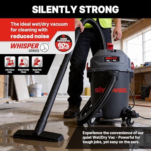 Shop-Vac 6 Gallon Ultra Quiet Shop Vacuum Wet and Dry, 4.5 Peak HP, 5430541 - Image 4