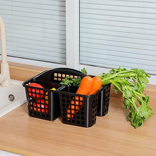 Portable Shower Caddy Basket Plastic Storage Basket with Compartments Black - Image 6