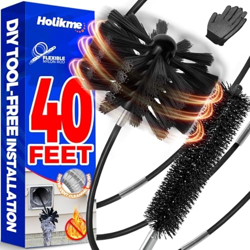 Holikme Dryer Vent Cleaner Kit - 40Ft Flexible Lint Brush for Deep Cleaning by Holikme