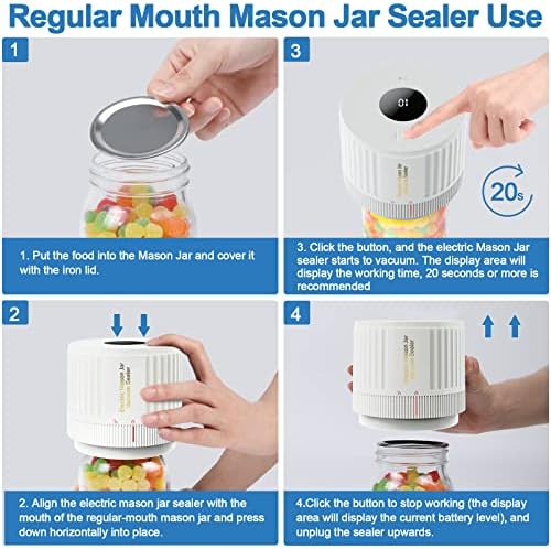 LOVE MOMENT Electric Mason Jar Vacuum Sealer Kit - White - Image 3