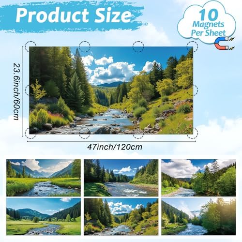 Wiooffen 6 Pcs Fluorescent Light Covers with 60 Magnets Decorative for Classroom Ceiling Light 4 x 2 Feet Magnetic Light Covers Filter Easy Install for Office Hospitals & Home(Landscape) - Image 2