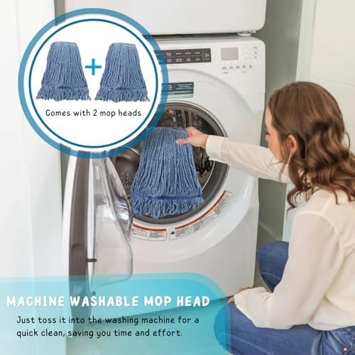 Commercial Mop for Floor Cleaning, 59'' Heavy Duty Industrial Cotton Mops - Image 2