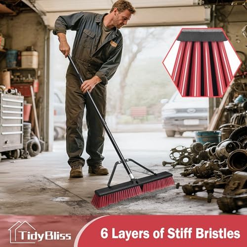 TidyBliss 24” Large Push Broom Outdoor Heavy Duty with 63” Long Handle - Image 3