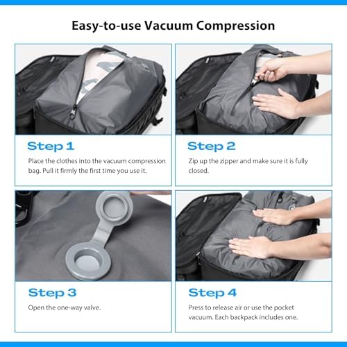 70L Vacuum Travel Backpack, TSA Lock, Charging Port, Waterproof - Image 3