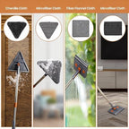 85'' Wall & Ceiling Mop with Long Handle, Wall and Baseboard Cleaner Tool, 2 Mop Heads (Triangle Corner + Square), 8 Reusable Washable Pads (Chenille/Microfiber/Scrub) for Shower Walls, Tile, Floors - Image 3