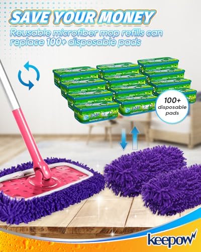 8Pcs Reusable Microfiber Mop Pads Compatible with Swiffer Sweeper Mop - Image 3