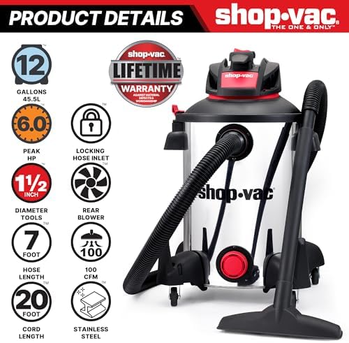 Shop-Vac 5761311 12-Gallon Wet/Dry Shop Vacuum, 6 Peak HP - Image 3