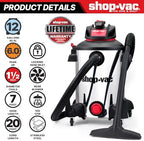 Shop-Vac 5761311 12-Gallon Wet/Dry Shop Vacuum, 6 Peak HP - Image 3