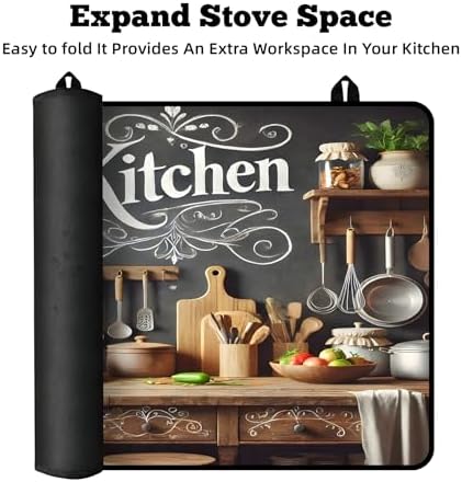Multi-Design Stove Top Cover for Glass/Electric Stoves - 3-in-1 Heat-Resistant Protector Mat, Non-Slip Drying Rack 30"x21" (Cookware) - Image 6