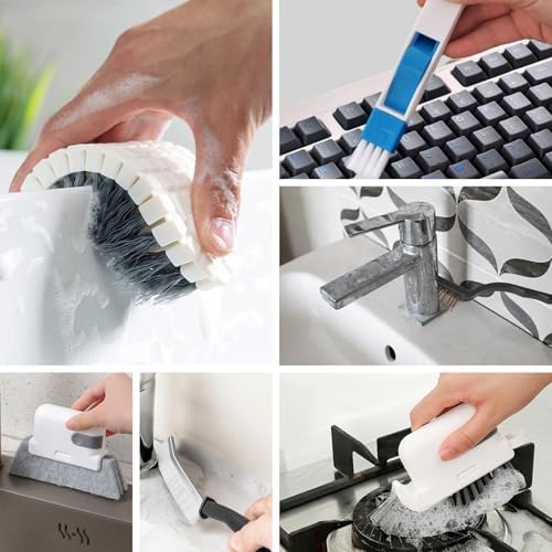 15 Pcs Window Groove Cleaning Brush Tool, Door Window Track Cleaner Groove Gap Cleaning Tools Crevice Cleaning Brush Gap Scrub Brush for Shutter Sliding Door Keyboard Tile Lines Sill Car Vents - Image 6