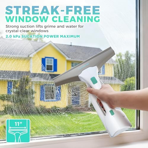 HAUSHOF Electric Window Vacuum Squeegee 11", 2000Pa Cordless Cleaner Set - Image 2
