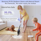 12‑in‑1 Steam Mop, Detachable Handheld Steam Cleaner,15s Fast Heat‑Up,180° Swivel Mop Head,400ml Tank for 45‑Min Continuous Steam,Chemical‑Free for Hardwood Tile Carpet Pet Kids Safe - Image 3