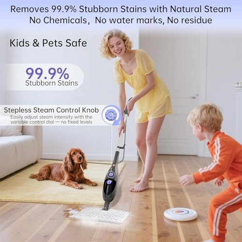 12‑in‑1 Steam Mop, Detachable Handheld Steam Cleaner,15s Fast Heat‑Up,180° Swivel Mop Head,400ml Tank for 45‑Min Continuous Steam,Chemical‑Free for Hardwood Tile Carpet Pet Kids Safe - Image 3