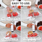 Chef Preserve Compact Vacuum Sealer for Food (Vacuum Sealer Machine + 30 Reusable Vacuum Bags) Powerful Handheld Vacuum Sealer Machine, Seal Meal Saver, Portable Food Sealer - Image 5