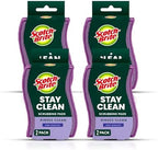 Scotch-Brite Dobie Stay Clean Scrubbers, Non-Scratch Dual-Sided Dish Sponges with Absorbent Cloth Side, Odor Resistant Scrubbing Pads for Dishes and Household Cleaning, 8-Pack by 3MIndustrial