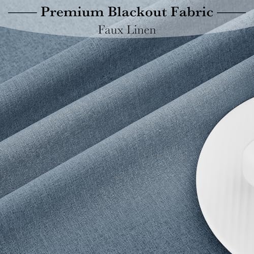 RYB HOME 100% Blackout Curtains for French Door, Privacy Lightweighted Door Window Curtains Thermal Insulated for Kitchen Living Room Easy to Install Blinds, W26 x L69 inch, 1 Pc, Haze Blue - Image 5