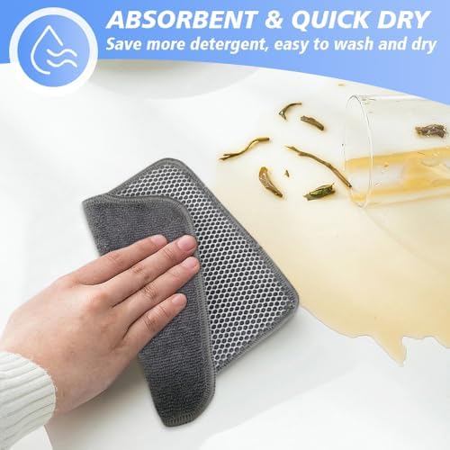 KinHwa Dish Cloths for Washing Dishes with Scrub Side, Microfiber Dish Rags - Image 5