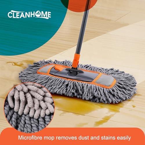 CLEANHOME Microfiber Dust Mop for Hardwood Floor Cleaning with 3 Replacement Mop Pads - Image 2