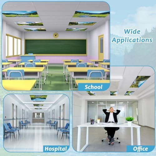 8 Pack Fluorescent Light Covers with 80 Magnets Decorative for Classroom Ceiling Light 4 x 2 Ft Magnetic Light Covers Filter Easy Install for Office School Hospital Drop Ceiling Supply(Mountain River) - Image 5