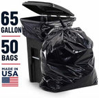 Aluf Plastics 65 Gal Black Heavy Duty Garbage Bags 1.5 Mil - 50"x 48" - Pack of 50 - For Contractor, Outdoor, Construction, & Storage - Image 2