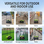UNICOO Battery Powered Walk-Behind Floor Sweeper, 23" Push Sweeper with Dual Side Brushes, 6.6 Gallon Dust Bin, Adjustable Handle, Indoor/Outdoor Debris Sweeper, Not a Vacuum - Image 3