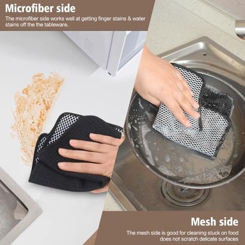 KinHwa Dish Cloths for Washing Dishes with Scrub Side, Microfiber Dish Rags - Image 5