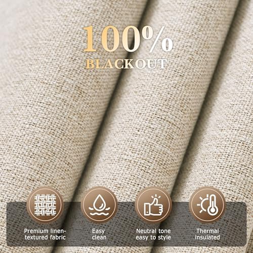 RYB HOME Blackout Roman Shade for Windows, No Drill Cordless Faux Linen Roman Blind, Double-Sided Magnetic Foldable Window Shades for French Doors, Bedroom, Bathroom, Taupe, W36 x H64, 1 Panel - Image 3