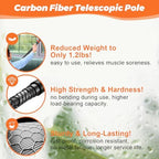 18FT Reach Carbon Fiber Window Squeegee with Extension Pole - Image 3