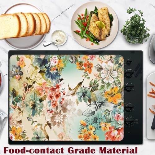 Flowers Stove Top Cover for Electric, Vintage Floral Glass Ceramic Stove Cover, Heat Resistant Flat Stovetop Protector, Dish Drying Mats for Kitchen - Image 5