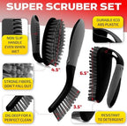 Scrub Brush Set of 6 pcs - Cleaning Shower Scrubbers with Squeegee for Shower Glass and Adhesive Wall Hooks Including Grout Cleaner Brush, Scrub Brushes for Cleaning Bathroom, Shower, Tile, Bathtub - Image 2