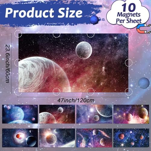 8 Pack Fluorescent Light Covers with 80 Magnets Decorative for Classroom Ceiling Light 4 x 2 Feet Magnetic Light Covers Filter Easy Install for Office Hospitals & Home Drop Ceiling Supplies(Planet ) - Image 2